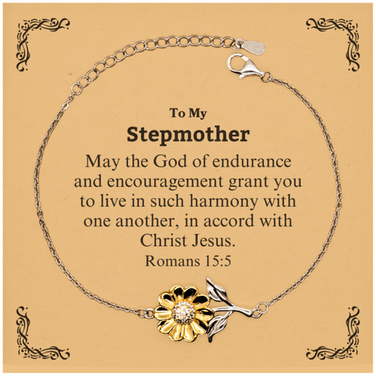 To My Stepmother Gifts, May the God of endurance, Bible Verse Scripture Sunflower Bracelet, Birthday Confirmation Gifts for Stepmother