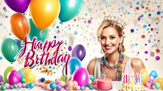 Create an image of a stylish and elegant birthday celebration scene, focusing on a person wearing a beautifully designed bracelet that reads 'Happy Birthday'. The bracelet should be adorned with small