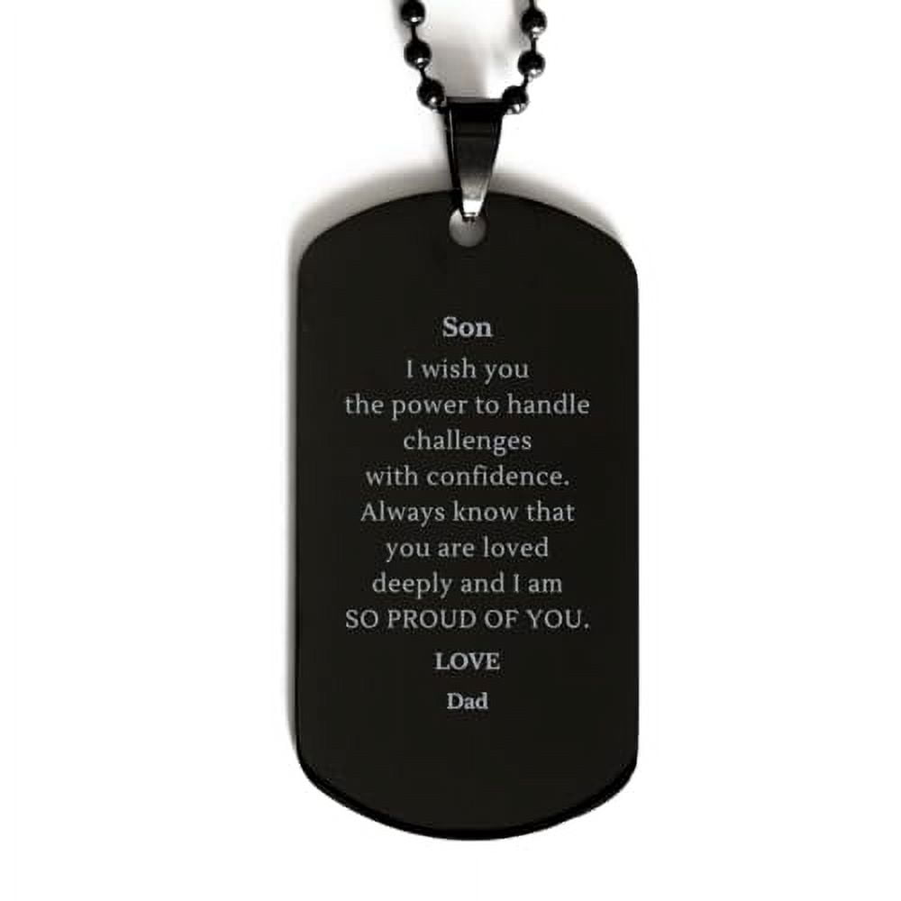 engraved black dog tag for son always know that you are loved deeply and i am so proud of you perfect graduation gifts for him