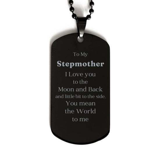 black dog tag stepfamily love you to the moon memorial jewelry gift for her