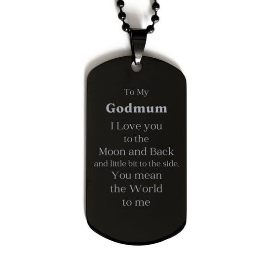 godmum engraved black dog tag inspirational gift for holidays to my godmum you mean the world to me thank you