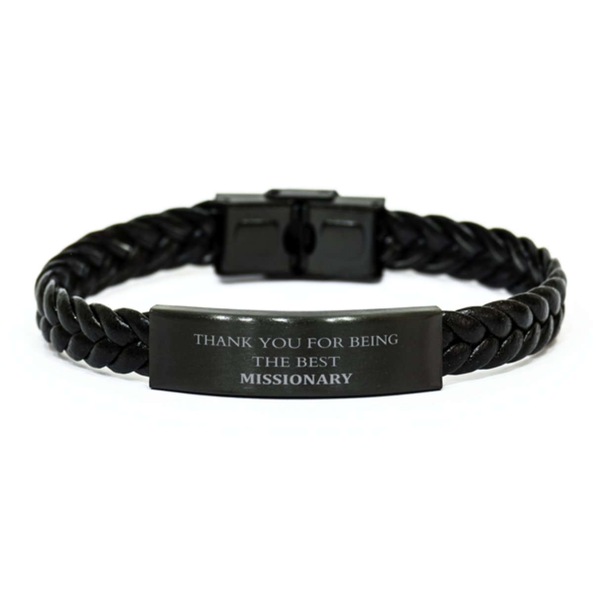 3. Missionary Braided Leather Bracelet Thank You for Being the Best Inspirational Gift for Christmas, Birthday, and Graduation - amangnyshop