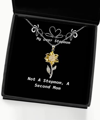 Not A Stepmom, A Second Mom Sunflower Pendant Necklace, Stepmom Present from Daughter, Brilliant for Mom