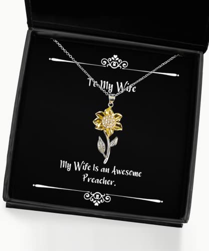 Funny Wife Gifts, My Wife is an Awesome Preacher, Funny Holiday Sunflower Pendant Necklace from, Gift Ideas for Husband, Husbands Gift, Unique Gifts for Husband, Best Gifts for Husband,