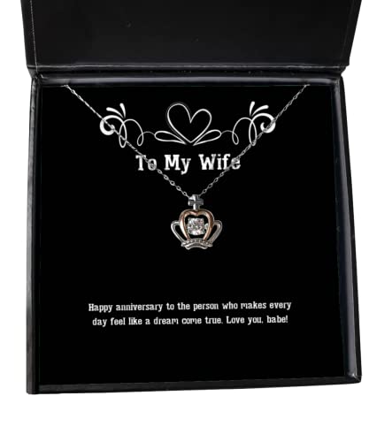 Inspire Wife Gifts, Happy Anniversary to The Person who Makes Every Day Feel Like a,!, Wife Crown Pendant Necklace from Husband, Happy Birthday