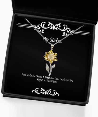 Motivational Sister Gifts, Dear Sister I'd Shank A Bitch for You. Just for You. Right in, Christmas Sunflower Pendant Necklace for Sister