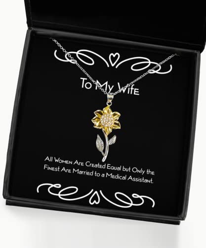 Sarcasm Wife Gifts, All Women are Created Equal but Only The Finest, Inappropriate Holiday Sunflower Pendant Necklace from Wife