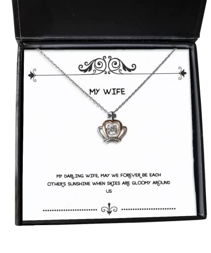 Useful Wife, My Darling Wife, May we Forever be Each Other's Sunshine When Skies are, Gag Christmas Crown Pendant Necklace from Wife