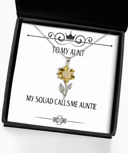 Aunt Gifts for, My Squad Calls Me Auntie, Nice Aunt Sunflower Pendant Necklace, from