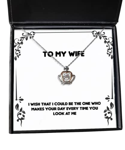 Cheap Wife Crown Pendant Necklace, I Wish That I Could be The one who Makes Your Day, for Wife, Present from Husband, Jewelry for Wife