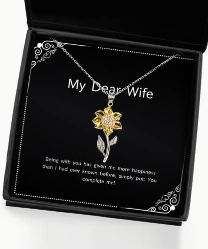 Cheap Wife Gifts, Being with you has given me more happiness than I had;:!, Joke Birthday Sunflower Pendant Necklace From Wife, Funny sunflower pendant necklace gift, Funny sunflower pendant necklace,