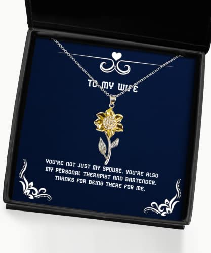 Cheap Wife Gifts, You're not just my spouse, you're also my personal therapist., Wife Sunflower Pendant Necklace From Husband, Funny wife gift, Gag gift for wife, Funny birthday gift for wife, Funny