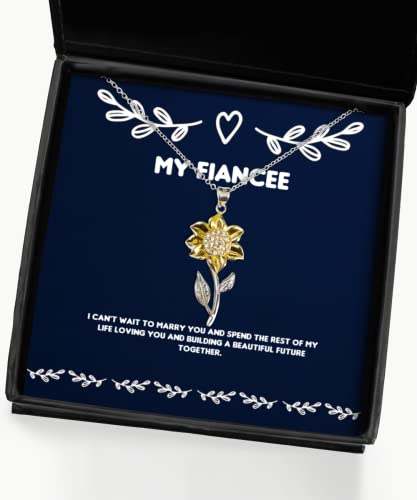 New Fiancee Gifts, I Can't Wait to Marry You and Spend The Rest of My, Unique Birthday Sunflower Pendant Necklace Gifts for, Gifts for Fiancee, Gift Ideas for Fiancee, What to get My Fiancee