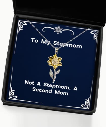 Reusable Stepmom Sunflower Pendant Necklace, Not A Stepmom, A Second Mom, Present for Mom, New Gifts from Daughter