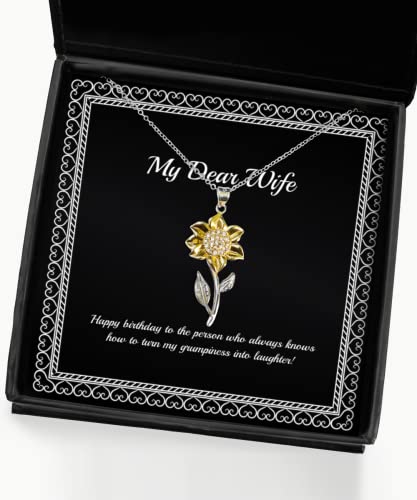 Cute Wife Sunflower Pendant Necklace, Happy birthday to the person who always knows!, Present For Wife, Nice Gifts From Husband, , Christmas, Hanukkah, Kwanzaa, New Years Eve, Valentines Day, Easter,