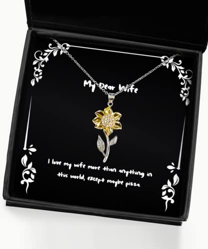 Useful Wife Gifts, I Love My Wife More Than Anything in This World, Sarcastic Birthday Sunflower Pendant Necklace from Wife, Wedding from Husband, Birthday Gifts from Husband,