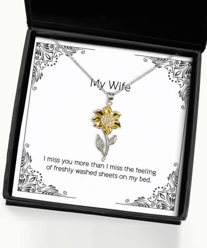 Perfect Wife Sunflower Pendant Necklace, I miss you more than I miss the, Gifts For Wife, Present From Husband, Jewelry For Wife, Funny wife gift, Gag gift for wife, Funny birthday gift for wife,