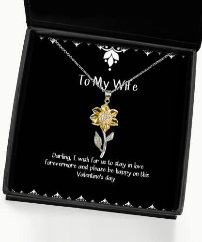 Perfect Wife Sunflower Pendant Necklace, Darling, I wish for us to stay in love forevermore, Epic Gifts for Wife, Birthday Gifts, Wife birthday gift ideas, Unique wife birthday gifts, Best wife