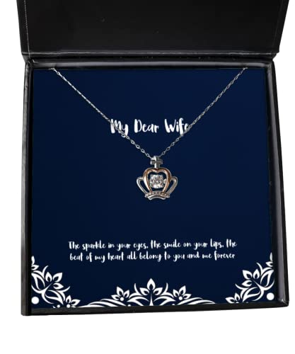 Cute Wife, The Sparkle in Your Eyes, The Smile on Your Lips, The Beat of My Heart All Belong, Wife Crown Pendant Necklace from Husband