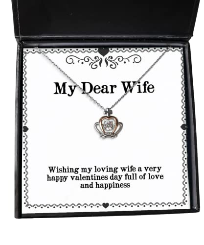 Regalos para esposas, Deseándole a mi amada esposa un muy feliz día de San Valentín, Collar con colgante de corona de lujo para esposa, Joyas del esposo, Navidad, Año Nuevo, Día de San Valentín, Pascua, Día de la Madre, Día del Padre