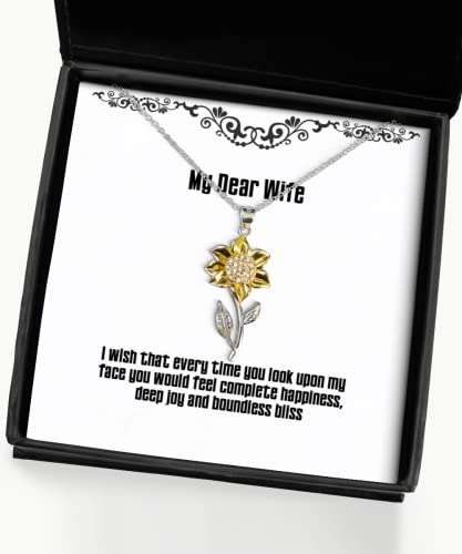 I Wish That Every time You Look Upon My face You Would Feel Complete, Wife Sunflower Pendant Necklace, Cute Wife, Jewelry for Wife