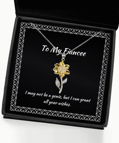 Unique Fiancee Gifts, I May not be a Genie, but I can Grant All Your Wishes, Holiday Sunflower Pendant Necklace for Fiancee, White Elephant, Funny Jewelry, Cute Jewelry, Bachelorette Party