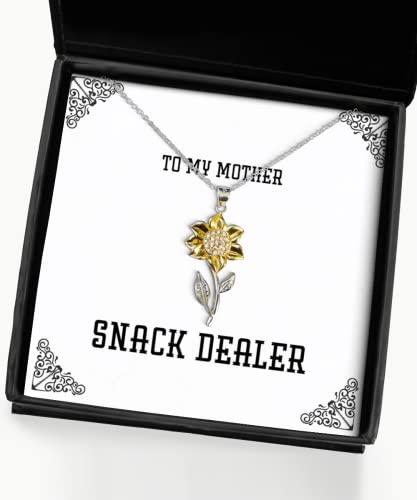 Gag Mother Sunflower Pendant Necklace, Snack Dealer, Present for Mom, Sarcastic Gifts from Son Daughter