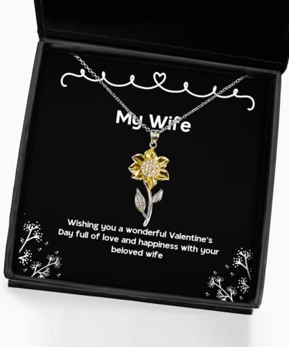 Collar con colgante de girasol con texto en inglés "Sarcasm Wife", que te desea un maravilloso día de San Valentín, regalo para esposa, regalos de broma del esposo