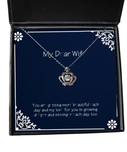 Funny Wife Gifts, You are Getting More Beautiful Each Day and My Love for, Perfect Crown Pendant Necklace for Wife from Husband, Funny Crown Pendant Necklace Gift, Funny Crown Pendant Necklace,