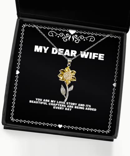 Brilliant Wife Gifts, You are my love story and its beautiful chapters, Unique Sunflower Pendant Necklace For Wife From Husband, , Funny Jewelry, Funny Gifts, Funny Gift Ideas, Unique Jewelry, Unique