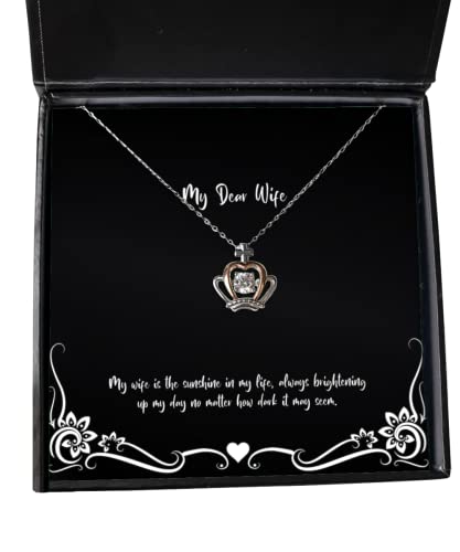 Reusable Wife Gifts, My wife is the sunshine in my life, always brightening up, Cool Birthday Crown Pendant Necklace From Wife, Funny crown pendant necklace gift ideas, Funny crown pendant necklaces