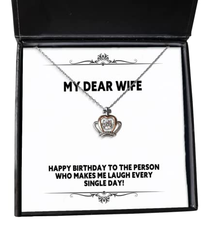 Brilliant Wife Crown Pendant Necklace, Happy Birthday to The Person who Makes!, Present for Wife, Motivational Gifts from Husband