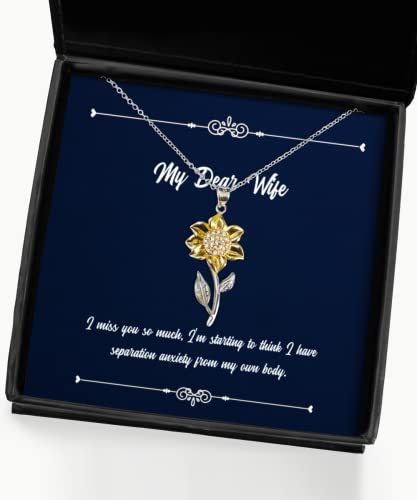 Epic Wife Gifts, I miss you so much, I'm starting to think I, Inspirational Sunflower Pendant Necklace For Wife From Husband, Funny wife gift, Gag gift for wife, Funny birthday gift for wife, Funny