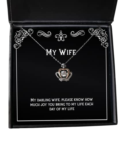 Wife for Wife, My Darling Wife, Please Know How Much Joy You Bring to My, Sarcasm Wife Crown Pendant Necklace, Jewelry from Husband