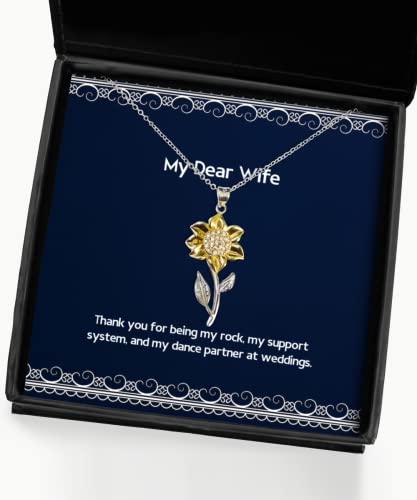 Inspire Wife Gifts, Thank You for Being My Rock, My Support System, and My Dance, Wife Sunflower Pendant Necklace from Husband, Jewelry for Wife, Wife Jewelry Gift Ideas, Best Jewelry Gifts for Wife,
