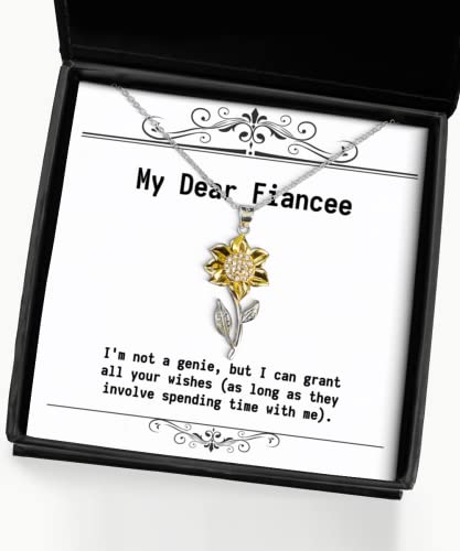 Sarcastic Fiancee Gifts, I'm not a Genie, but I can Grant All Your Wishes (as), Birthday Sunflower Pendant Necklace for Fiancee, Funny Jewelry Gift Ideas, Unique Funny Jewelry Gifts, Handmade Funny