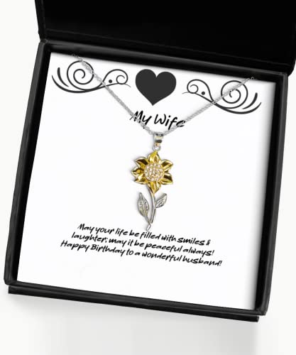 Best Wife Gifts, May your life be filled with smiles & laughter; may it be!!, Birthday Sunflower Pendant Necklace For Wife, Funny jewelry gift ideas, Unique funny jewelry gifts, Handmade funny