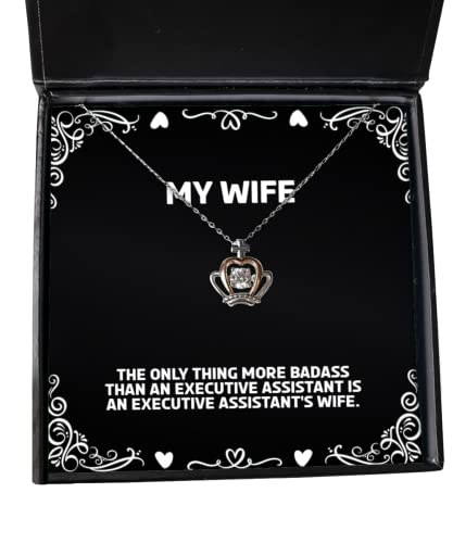 Motivational Wife Crown Pendant Necklace, The Only Thing More Badass Than an, Present for Wife, from Husband, Wedding, Engagement, Bridesmaid, Girlfriend, Fianc, Significant Other