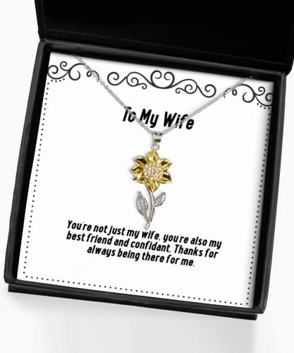 Best Wife Gifts, You're not just my wife, you're also my best friend., Joke Sunflower Pendant Necklace For Wife From Husband, Wedding bands, Engagement rings, Bridesmaids jewelry, Mothers day jewelry