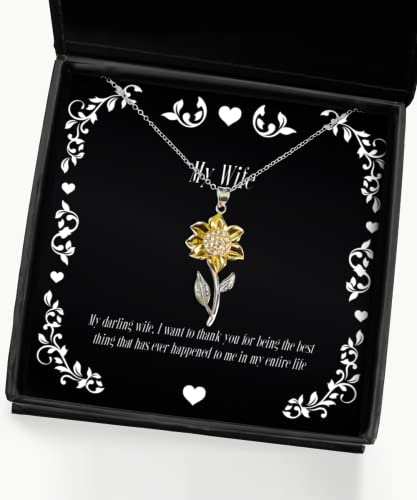 Cool Wife, My Darling Wife, I Want to Thank You for Being The Best Thing That has Ever, Holiday Sunflower Pendant Necklace for Wife