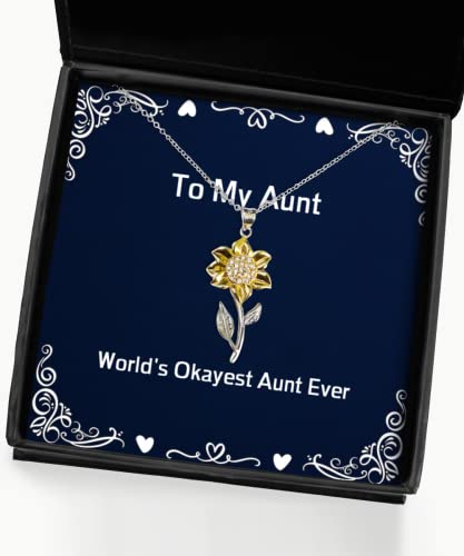 Unique Idea Aunt Sunflower Pendant Necklace, World's Okayest Aunt Ever, Gifts for, Present from, for Aunt