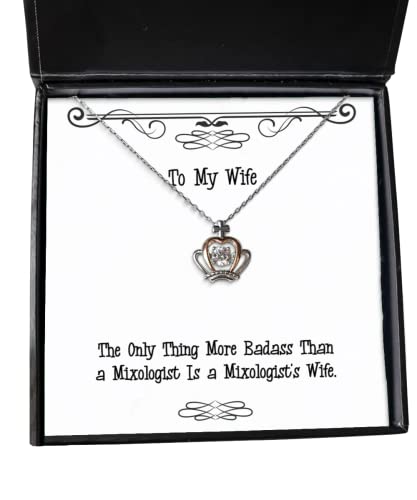 Cool Wife Gifts, The Only Thing More Badass Than a Mixologist Is a Mixologist's Wife, Wife Crown Pendant Necklace From Husband, , Gift ideas for him, Gift ideas for her, Gift ideas for kids, Gift