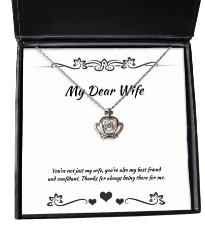 Cheap Wife Gifts, You're not just My Wife, You're Also My Best Friend and, Cool Birthday Crown Pendant Necklace Gifts for Wife, Wedding, Anniversary, Valentines Day, Mothers Day, Christmas