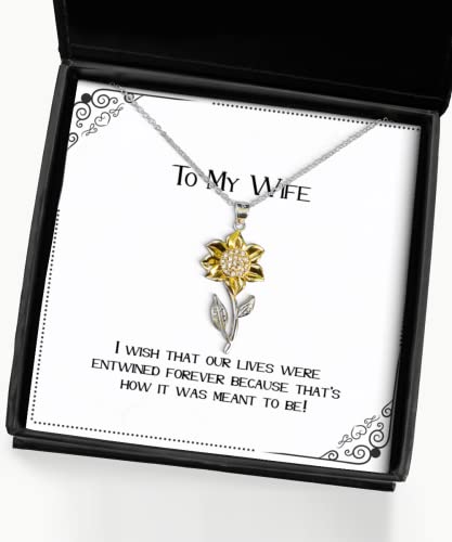 Epic Wife Sunflower Pendant Necklace, I Wish That Our Lives were Entwined Forever!, Present for Wife, from Husband