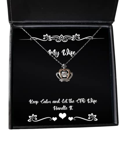 Cheap Wife Crown Pendant Necklace, Keep Calm and Let The CFO Wife Handle It, Present for Wife, Cheap from Husband