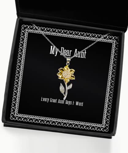Every Great Aunt Says F Word Aunt Sunflower Pendant Necklace, Beautiful Aunt Gifts, for