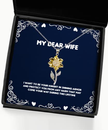 I Want to be Your Knight in Shining Armor and Protect You from Any Sunflower Pendant Necklace, Wife Jewelry, for Wife, Funny, Gift Ideas, Funny Gifts for Wife