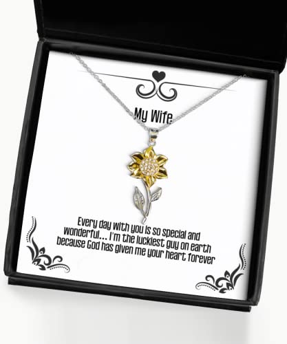 Cada día contigo es tan especial y maravilloso. Soy el chico más afortunado en Collar con colgante de girasol, joyería para esposa, regalo de lujo para esposa