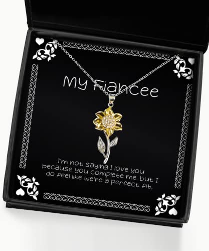 I'm not Saying I Love You Because You Complete me, but I do. Sunflower Pendant Necklace, Fiancee Jewelry, for Fiancee