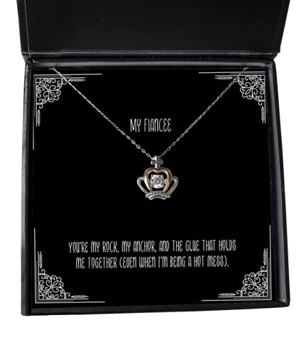 Fiancee Gifts for, You're My Rock, My Anchor, and The Glue That Holds me, Cheap Fiancee Crown Pendant Necklace, Jewelry from, Engagement Gifts, Wedding Gifts, Gifts for Couples, Personalized